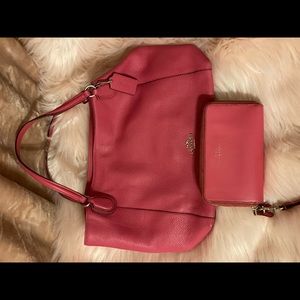 Pink Coach purse and wallet set